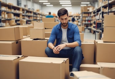 A spacious warehouse with neatly stacked pallets and organized inventory shelves.
