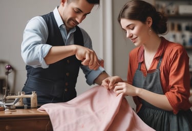 A man doing small clothing alterations