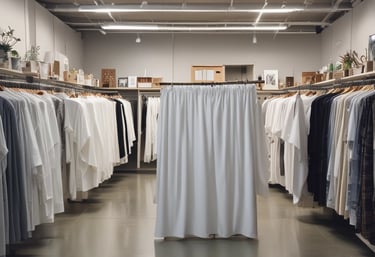 A professional staff member carefully handling delicate fabrics.