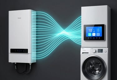 Smart home interface illustrating real-time energy consumption adjustments.