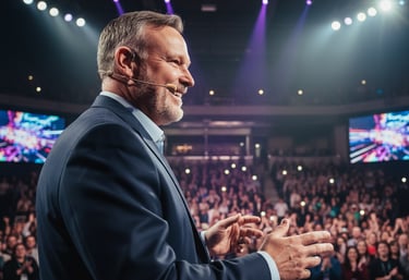 gary k speaking to an auditorium