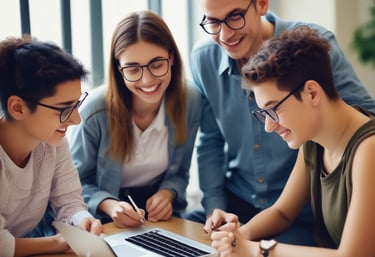 A modern airport terminal with a sleek design, featuring a tiled floor and metallic ceiling. Overhead signs indicate directions and services such as restrooms, baggage claim, and cafes. A travel information desk with a bright red-orange counter is positioned on the left, while the area appears spacious with some people in the background.
