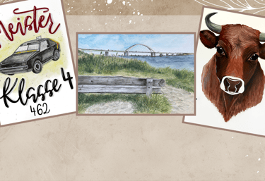 Auftragsarbeit, Aquarellmalerei, Geburtstagsgeschenk, Geschenk, Geschenk zum