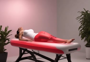 A close-up of a human torso viewed from the side, showcasing the contours of the ribcage and abdomen against a dark, patterned background.