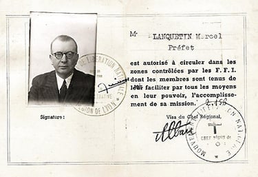 Laissez-passer FFI mouvement de libération national M Lanquetin