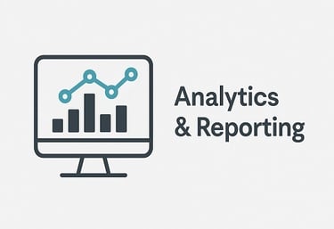 a monitor screen with a monitor and a monitor screen with the words analytics and analytics