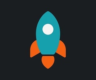 a rocket ship with a rocket on it