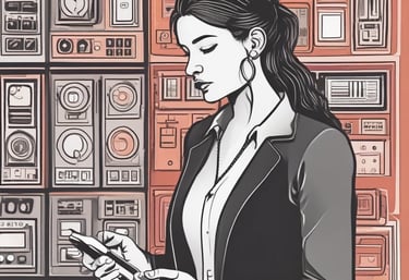 a woman in a suit and a cell phone