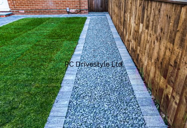 garden pathway in stone and block paving by PC Drivestyle Ltd