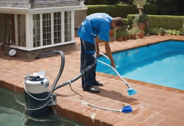 man sitting on chair underwater with floating bottles