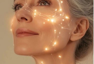 Mujer rejuvenecida tras tratamiento con exosomas regenerativos para mejorar la calidad de piel.