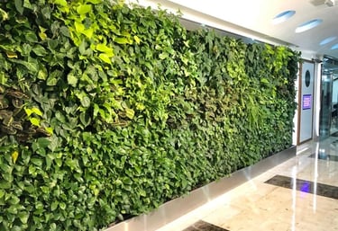 Eco-friendly vertical garden wall adding greenery and style to modern interiors.