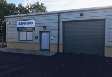 Front view of Starmo Auto Electrics and Essex Towbars building and signage in Braintree