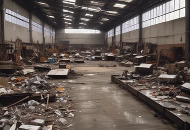 Trash, old furniture, and debris being picked up from a homeowners property.