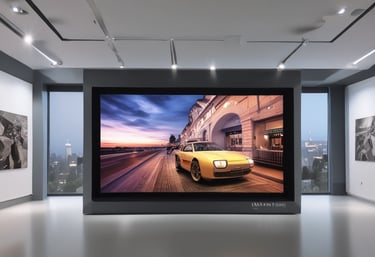 A security camera with a sleek, cylindrical design is illuminated with blue and red lighting. The brand name 'Briton' is visible on the side of the camera. The camera lens reflects a bright blue light, contrasting sharply against the dark background.