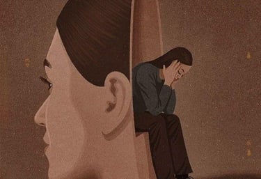 Mulher em relação difícil em atendimento de psicanálise online