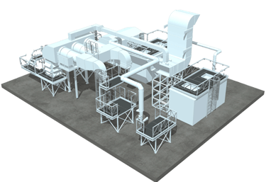 Modelo 3D de planta industrial generado tras el escaneo láser de una obra terminada
