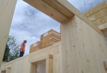 Solid timber glulam building walls HBE