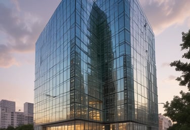 A sleek office environment showing a team collaborating over digital dashboards.
