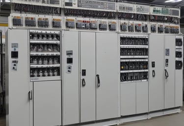 Close-up of various construction materials and electrical components neatly arranged.