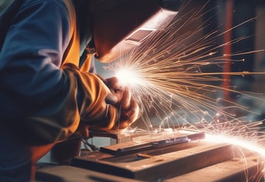 A skilled welder working on a metal structure.