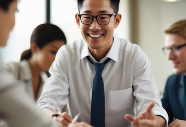 A team of real estate professionals discussing property management strategies.