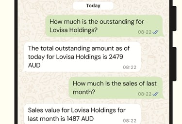 WhatsApp chat picking the details from ERP system through natural language query.