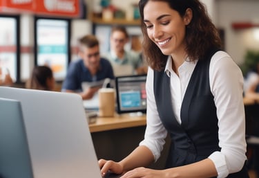 a person is using a pos machine in a store