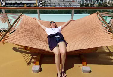 Lady Michelle can finally relax once on board Empress of The Seas
