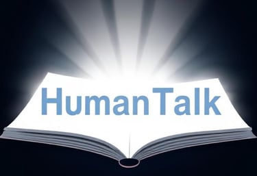 A open book page with the word HumanTalk on it