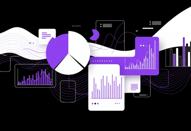 Abstract charts and graphs representing data analytics and business insights.