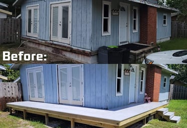 Before and after wrap around composite deck