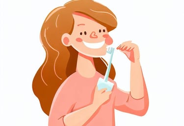 a woman with a toothbrush and toothbrushes in her mouth