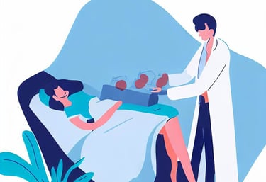 a doctor examining a patient's abdomen