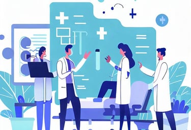 a group of doctors and nurses in a hospital