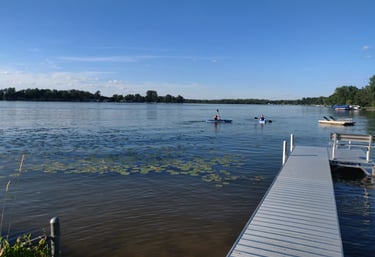 kayaking summer fun lakeside lake views southern michigan vrbo airbnb dock short term rental