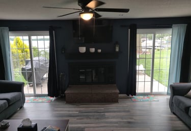 living room lakeside views smart tv fireplace southern michigan vrbo airbnb dock short term rental