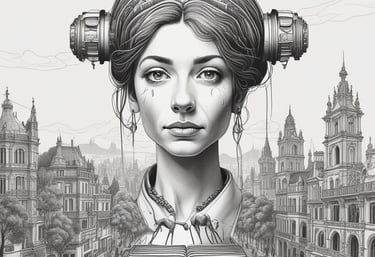 A group of people dressed in formal attire are standing in front of a real estate office. The storefront displays a large sign with an URL and various social media icons, and text in a foreign language. The group mostly consists of men in white shirts and dark trousers, standing in a straight line, with two women at either end of the row.