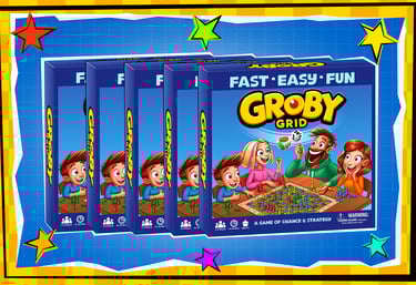 Groby Grid retailer pack with five copies of the family board game.
