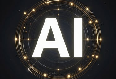 A 3D rendering of a microchip with the letters 'AI' prominently displayed on its surface, set on a dark, circular platform.
