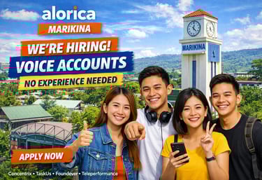 Alorica Marikina Cubao Quezon City Pasig Rizal Hiring BPO call Center Jobs