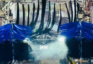 Car exiting ride-thru tunnel