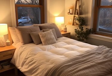 Clean and organized residential bedroom after professional home cleaning