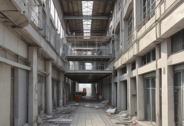 A professional consultation meeting with construction plans.