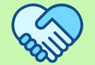 a heart shaped handshake