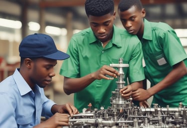 A team of engineers collaborating on an energy project.