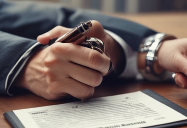a person holding a pen and writing on a paper