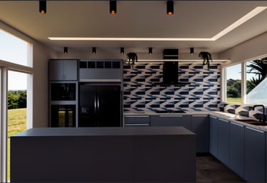 Cozinha Azul Vista 2