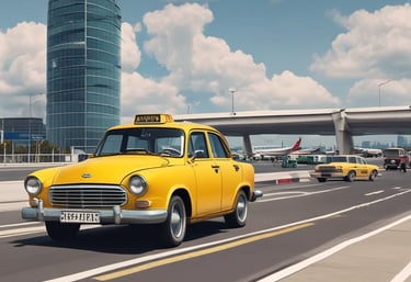 A fresh coconut with a straw and a spoon placed on a small plate sits on a wooden table. In the background, there is a lush, green forest creating a serene and refreshing atmosphere. A smartphone is also visible on the table next to the coconut.