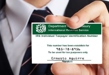 ITIN Number en USA. IRS. Department of the Treasure. Individual Taxpayer Identification number.